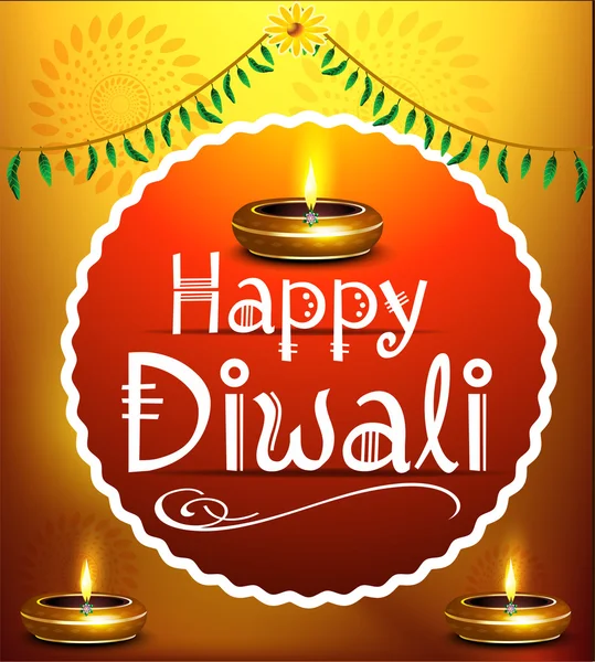 Happy diwali festival background with deepak — Stock Vector