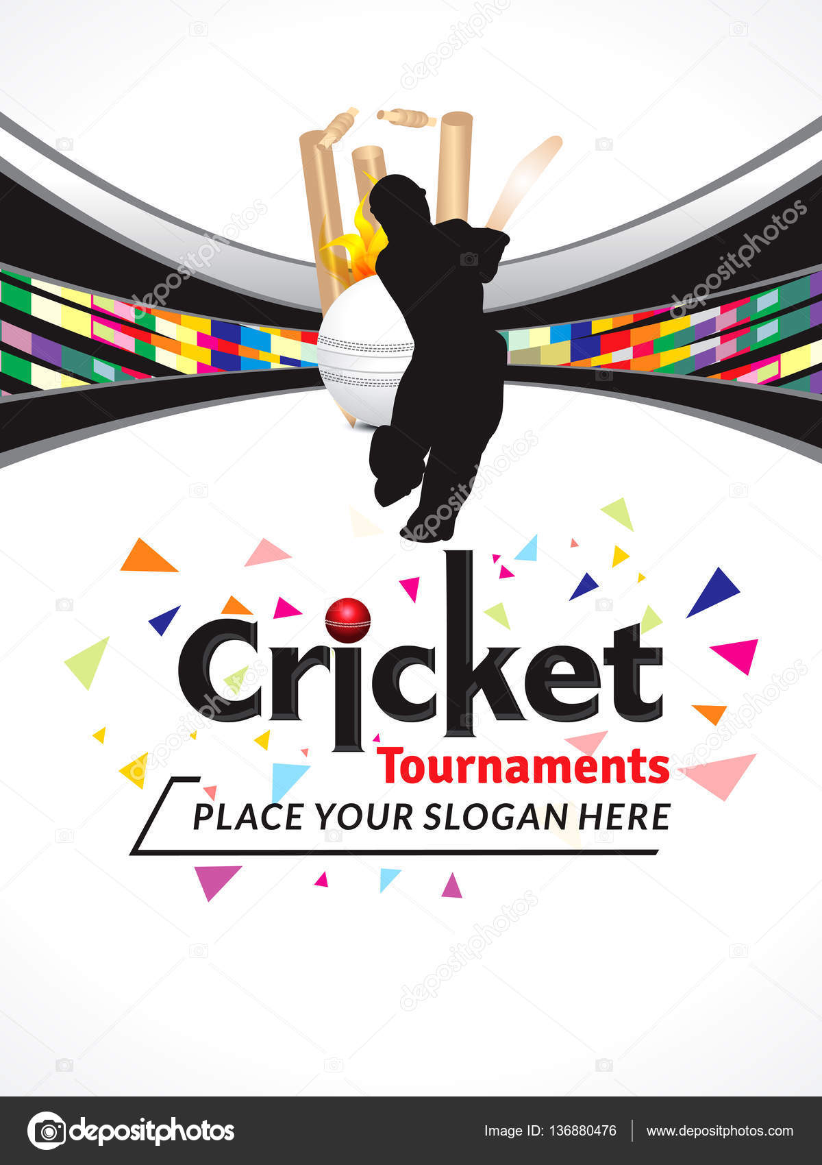 Colorful Cricket Tournament Banner Design Template Stock Vector Image by gurukripa 136880476