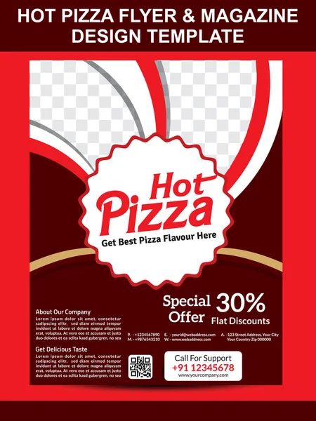 Hot Pizza Flyer Template & Magazine Design or Poster — Stock Vector