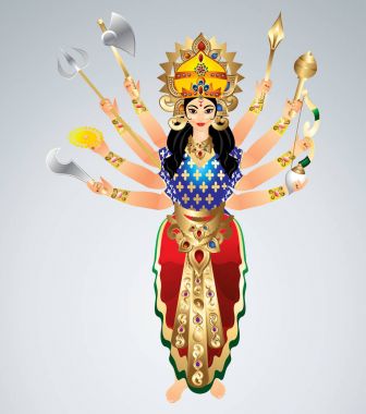 Tanrıçalarına durga animted vektör çizim
