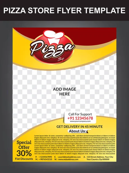 Pizza store flyer template design — Stock Vector