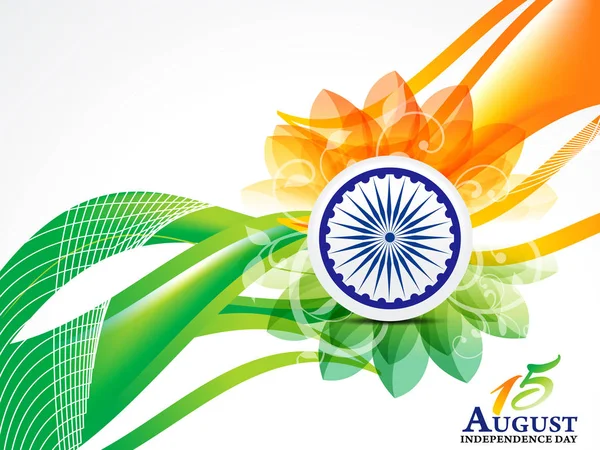 インドの独立記念日波抽象的な背景の花 — ストックベクタ