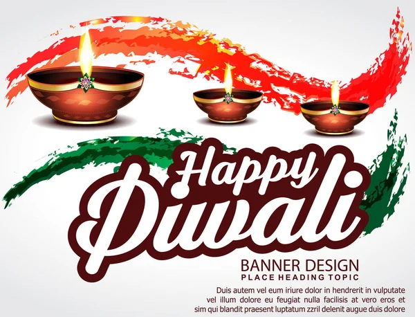 Happy Diwali Celebration Background with Deepak — Stock Vector