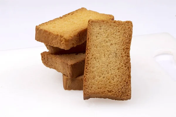 Knaprig Krispig Isolerad Mjölk Rusk Set — Stockfoto