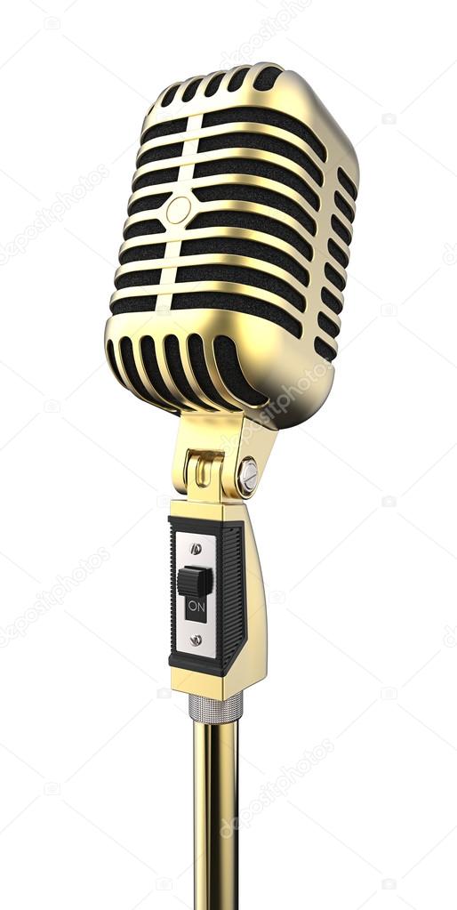 Golden Retro Microphone. 