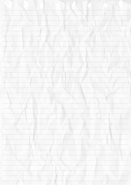 Hoja blanca arrugada de papel de línea . — Vector de stock
