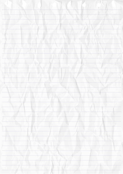 Wrinkled white sheet of line Paper.