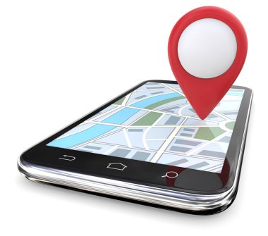Haritada kırmızı Gps işaretçi.