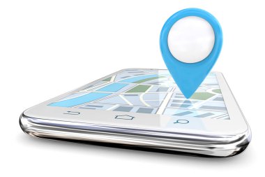Mavi Gps işaretçi ve Smartphone.