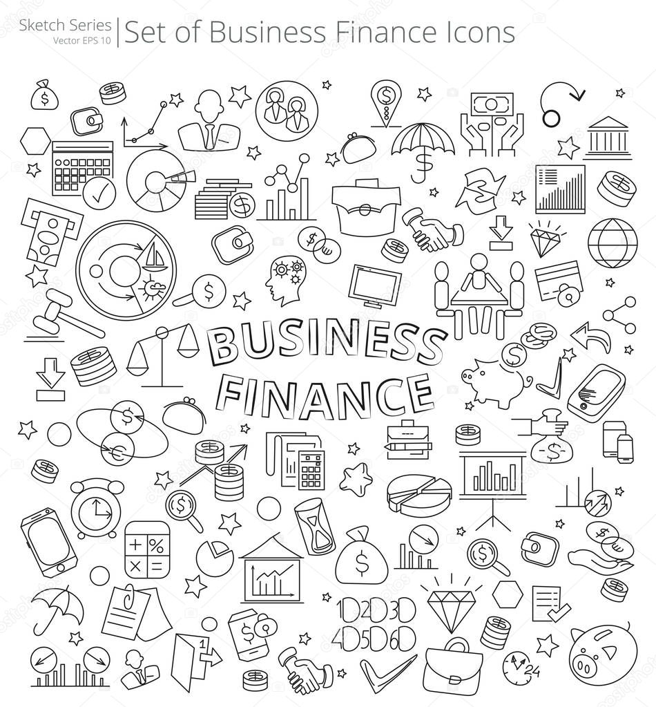 Hand Drawn Business and Finance icons.