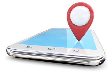 Kırmızı Gps işaretçi smartphone cep telefonu ile.