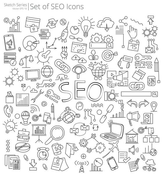 Iconos de SEO dibujado a mano . — Archivo Imágenes Vectoriales