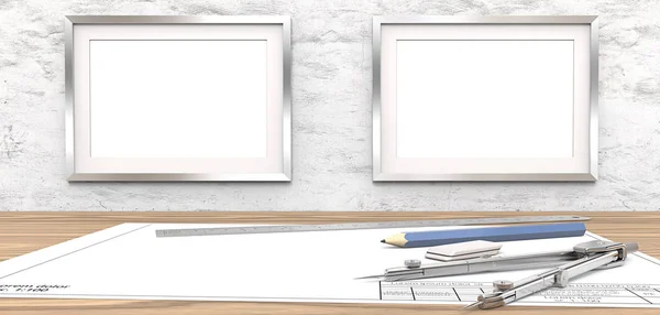 Blank drawings and Frames for copy space. — Stock Photo, Image