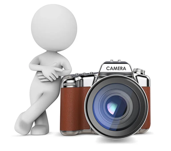 O Fotógrafo e Retro SLR Camera . — Fotografia de Stock