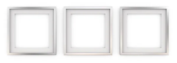 3 quadratische Bilderrahmen aus Metall. — Stockfoto