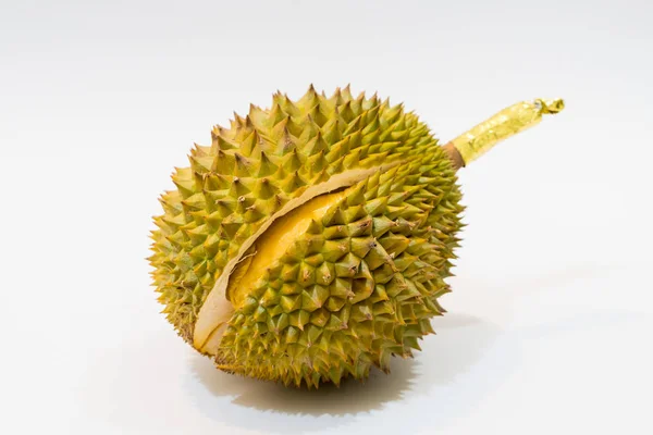 Fresh Cut Durian na białym tle, zbliżenie Durian Durian D158 — Zdjęcie stockowe