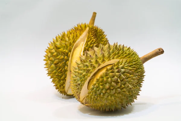 Fresh Cut Durian na białym tle, zbliżenie Durian Durian D158 — Zdjęcie stockowe