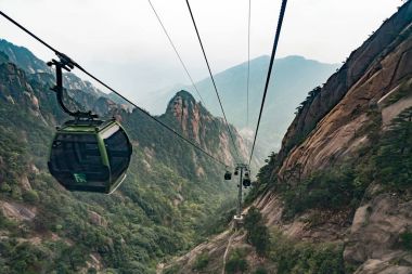 Huangsan dağın, Anhui, China Mayıs 2017: teleferik dağ
