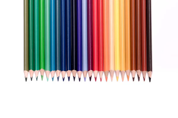 Variety of color pencils on white background — Stock Photo, Image