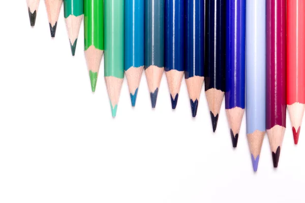 Variety of color pencils on white background — Stock Photo, Image