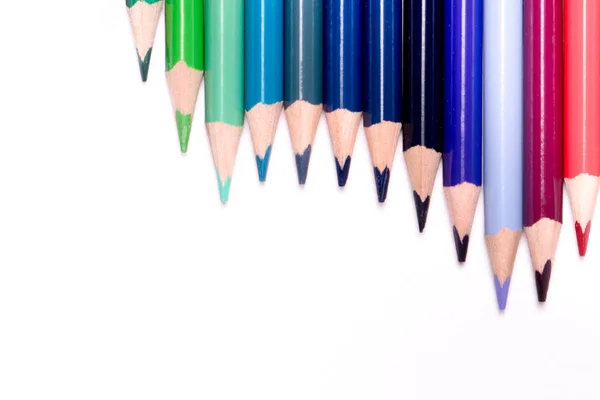 Variety of color pencils on white background — Stock Photo, Image