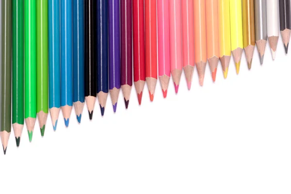 Variety of color pencils on white background — Stock Photo, Image