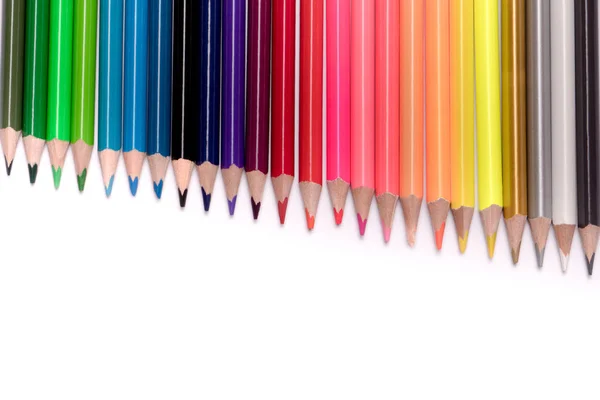 Variety of color pencils on white background — Stock Photo, Image