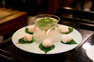 Çin shabu stil için lüks dekorasyon balık topu yukarı kapatın