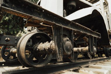 paslı tekerlek tren demiryolu parça yakın çekim