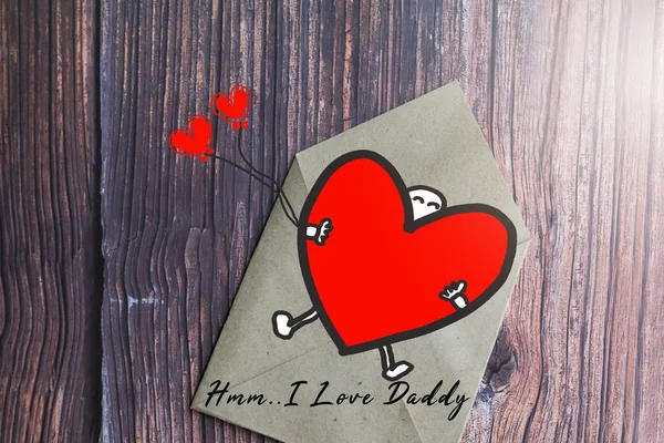 Tarjeta de regalo del día del padre con la palabra I Love Daddy, tarjeta de felicitación — Foto de Stock