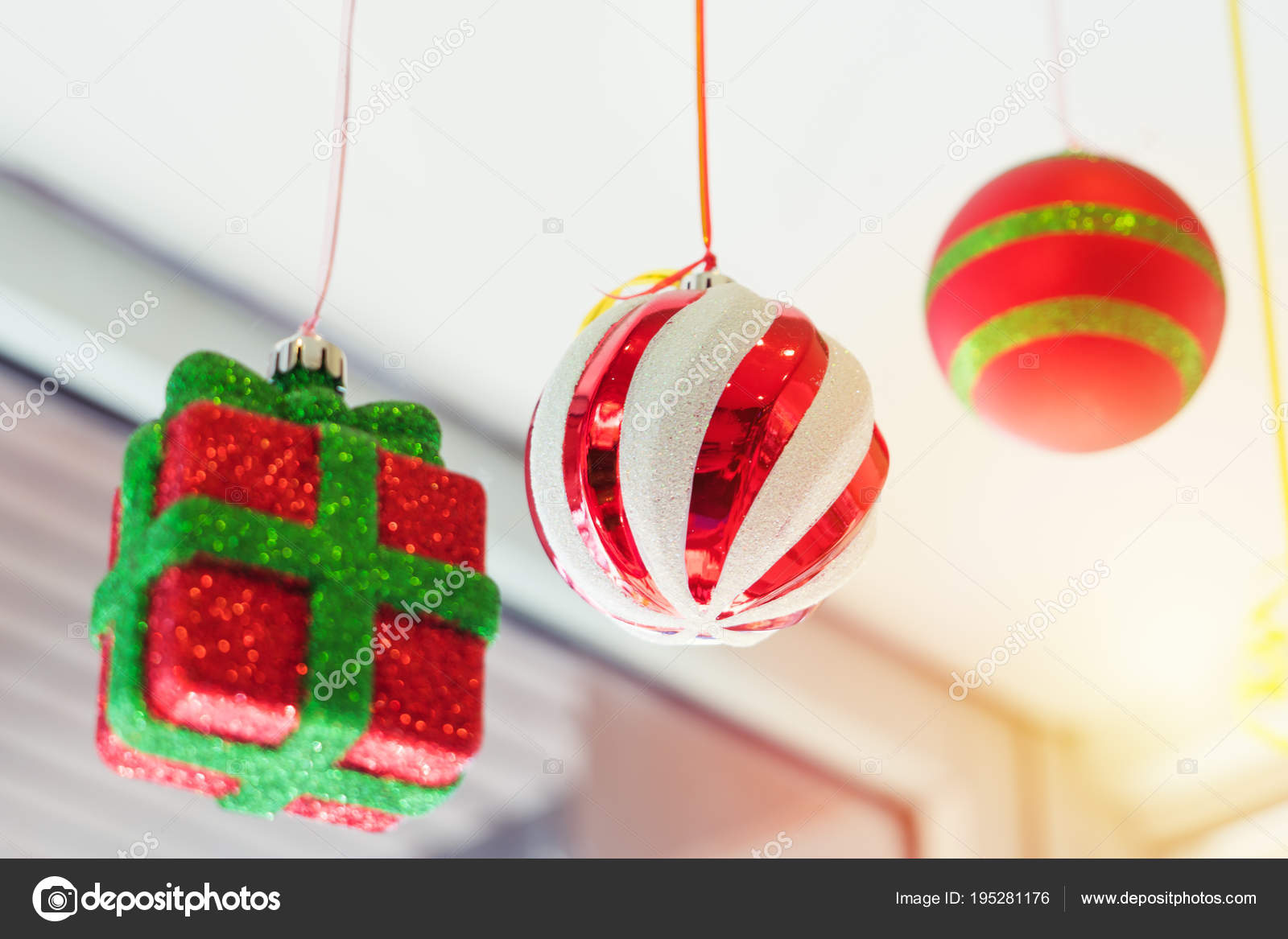Colorful Ball And Gift Box Mobile Hanging On The Ceiling