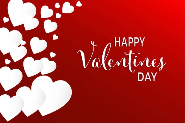 バレンタインデーのコンセプトの背景。ベクトルイラスト赤い背景に白い紙の心。かわいい愛販売バナーやグリーティングカード — ストックベクタ