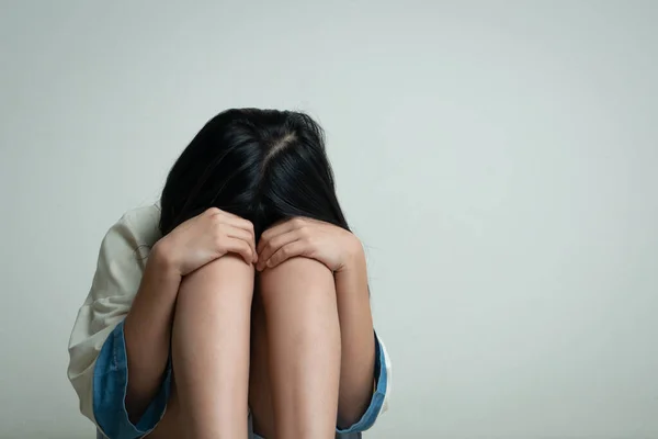 Alone Scared Sad Depressed Children Crying Dark Room Being Bullied — Stock Photo, Image