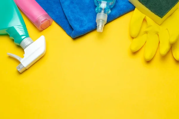 Limpeza Conjunto Para Housecare Limpeza Para Epidemia Coronavírus Covid Vista — Fotografia de Stock