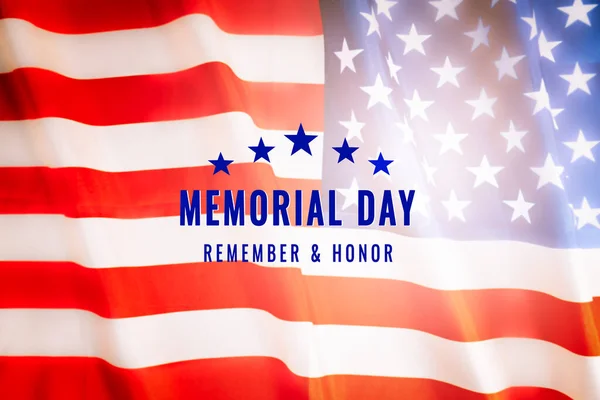 Memorial Day Americkou Vlajkou Modrém Pozadí — Stock fotografie