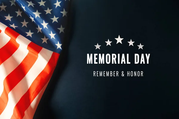 Memorial Day Mit Amerikanischer Flagge Auf Blauem Hintergrund — Stockfoto