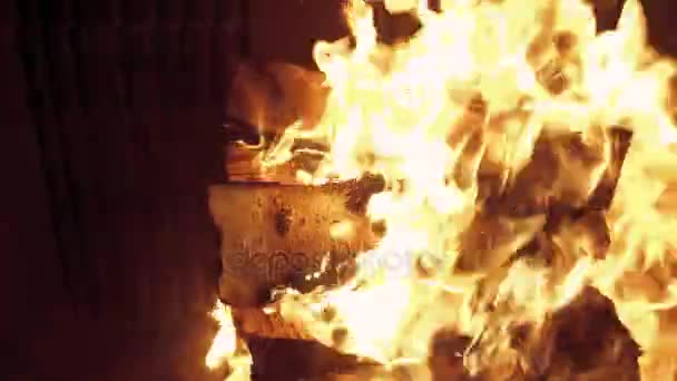 Fire in a fireplace — Stock Video