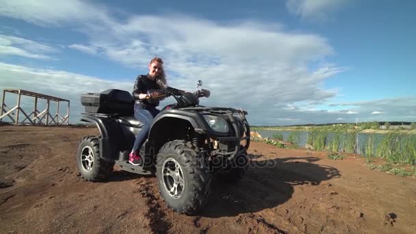 Driving on a rural farm dirt road POV. Summer recreation and sport riding an all terrain vehicle on farm or ranch dirt road. Sport Utility Vehicle side by side UTV. Four wheel drive fun excitement. — Stock Video