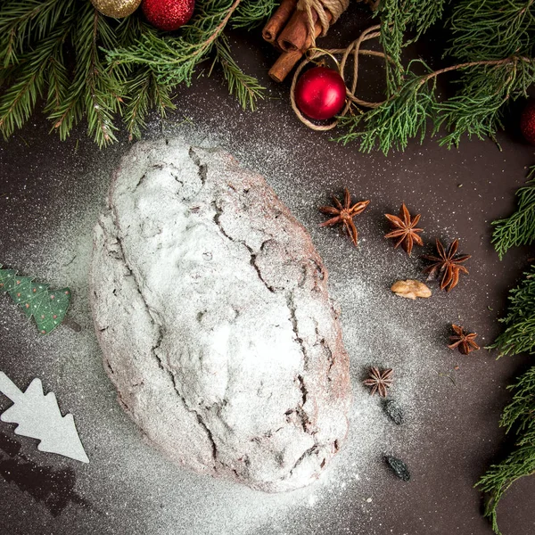 Chocolate Christmas Stollen — Stock Photo, Image