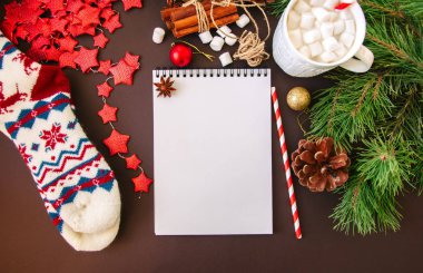 Noel arka plan beyaz boş sayfa defter ile