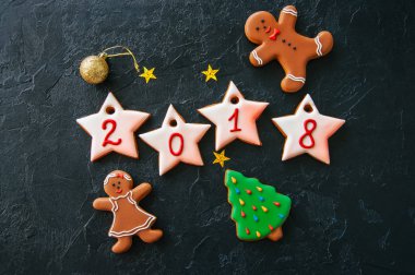 Gingerbread çerezleri 2018 n ile krema yazıt 2018 yıl