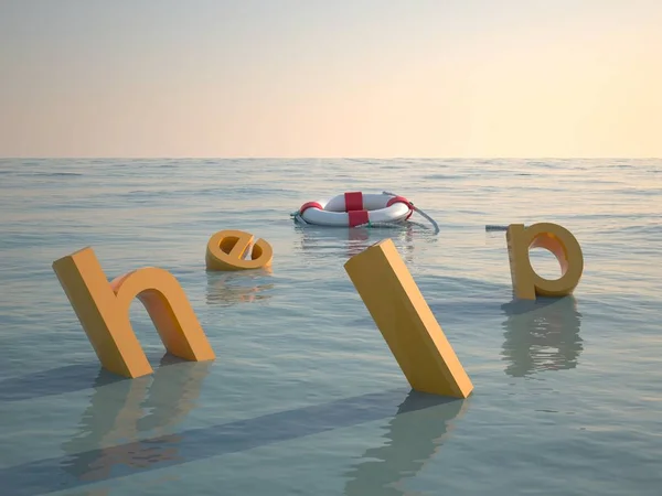 Help the letters sink 3d graphic #1 . Description :This is a virtual image of drowning characters, which can be used as a poster . Symbolizes the call to help the shipwreck and find the missing in the seas or who suffer the dangers of the high seas.