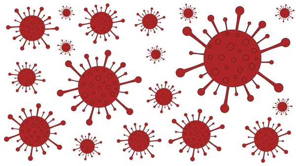 Ícone de coronavírus vermelho sobre fundo branco isolado. Bandeira de ícones de coronavírus. O símbolo da pandemia de 2019. Covid-19 . — Vetor de Stock