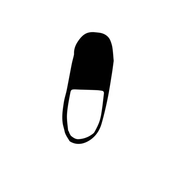 Pilule em estilo desenhado à mão sobre fundo isolado branco, ilustração vetorial. Comprimido farmacológico em estilo doodle. Cápsulas esboço. — Vetor de Stock