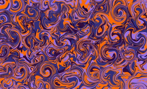 Textura abstracta líquida. Efecto de pintura giratoria. Ilustración vectorial. Fondo abstracto de mármol. Naranja, violeta y azul — Archivo Imágenes Vectoriales