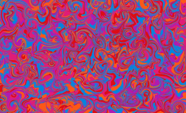 Flüssige abstrakte Textur. Wirbelnde Farbeffekte. Vektorillustration. Marmor abstrakten Hintergrund. Leuchtend orange, rot und blau — Stockvektor