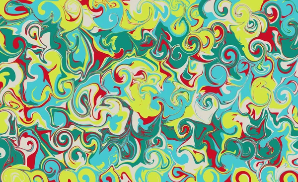 Flüssige abstrakte Textur. Wirbelnde Farbeffekte. Vektorillustration. Marmor abstrakten Hintergrund. Blaue, rote und gelbe Farben — Stockvektor