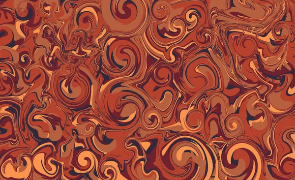Textura abstracta líquida. Efecto de pintura giratoria. Ilustración vectorial. Fondo abstracto de mármol. Colores naranja y azul — Archivo Imágenes Vectoriales
