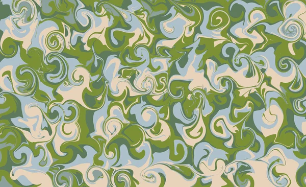 Flüssige abstrakte Textur. Wirbelnde Farbeffekte. Vektorillustration. Marmor abstrakten Hintergrund. Grüne, gelbe und blaue Farben — Stockvektor