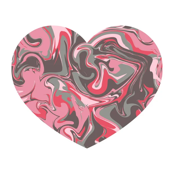 Corazón de mármol sobre un fondo blanco aislado. Ilustración vectorial. Corazón abstracto con ondas de color. Elemento decorativo para impresión, tarjetas, diseño — Vector de stock